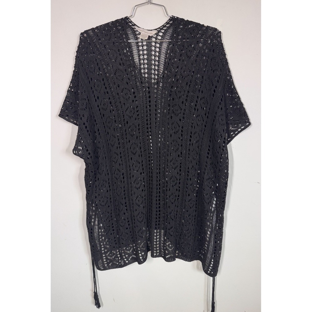 House of Harlow 1960 Women's Crochet Black Swim Beach Cover Open Knit One Size‎